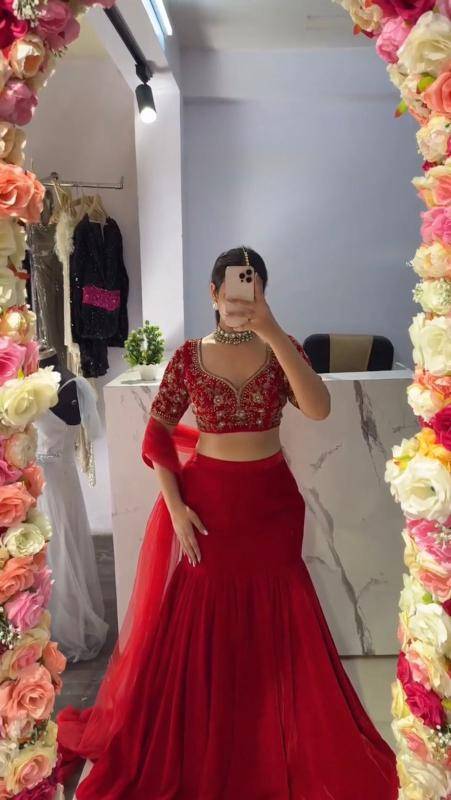 Heavy Boutique Collection QRC 390 Gorgette Designer lehenga choli suppliers